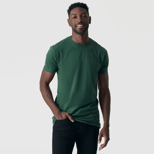 Hunter Green Tall Round Hem Crew Neck T-Shirt