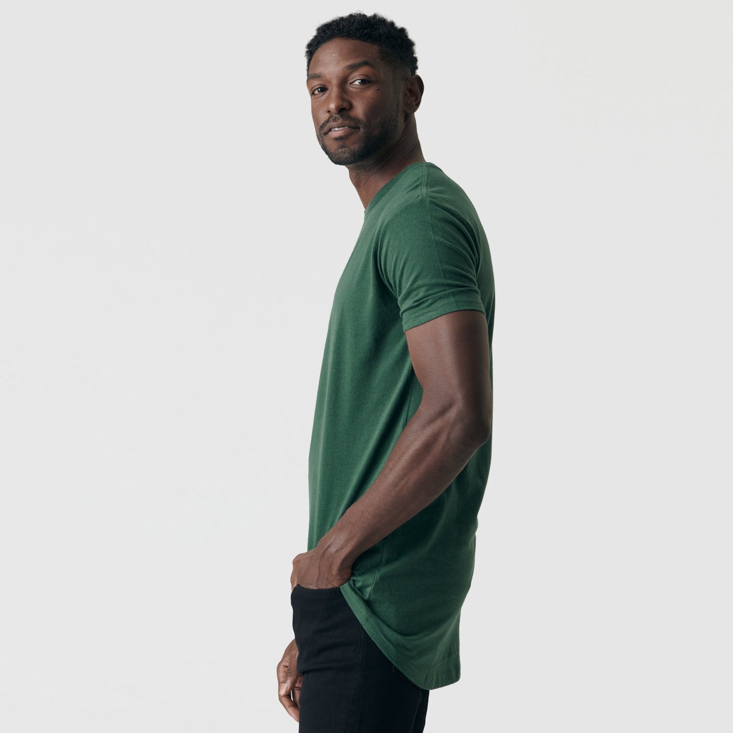 Hunter Green Tall Round Hem Crew Neck T-Shirt