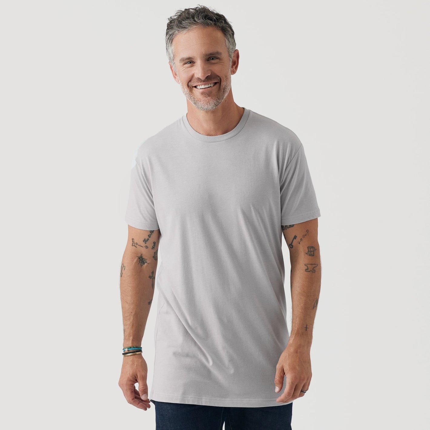 Light Gray Tall Round Hem Crew Neck T-Shirt