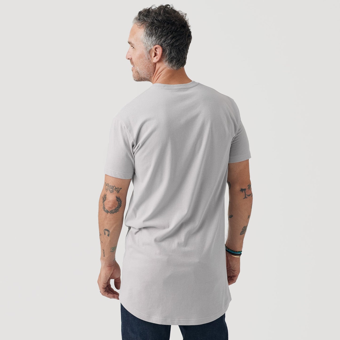 Light Gray Tall Round Hem Crew Neck T-Shirt