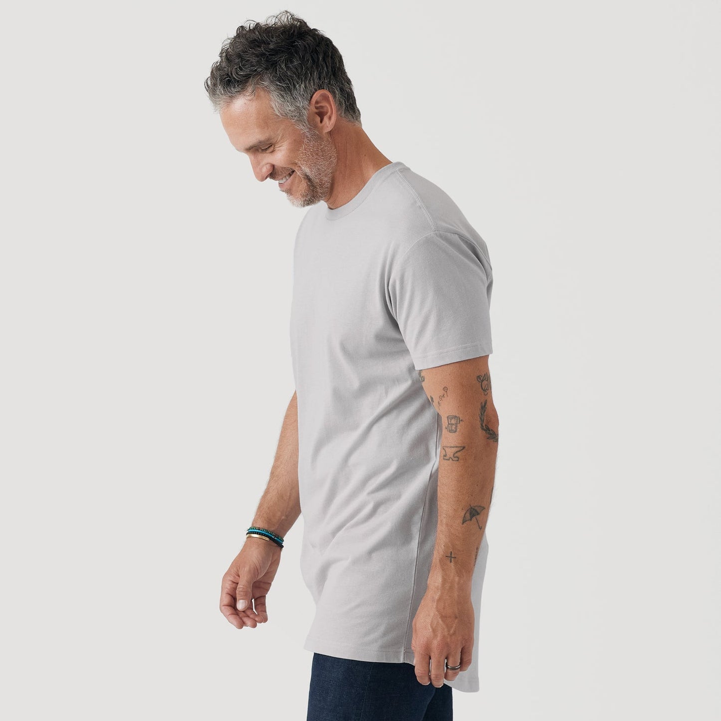 Light Gray Tall Round Hem Crew Neck T-Shirt
