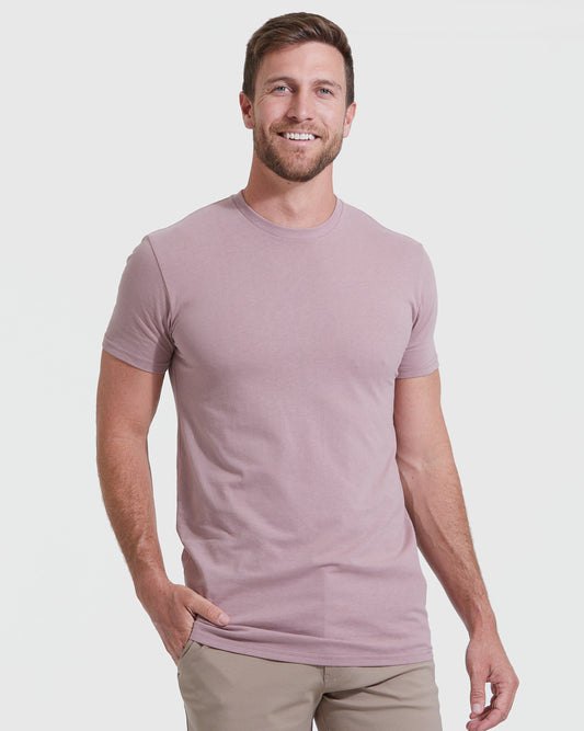 Mineral Mauve Tall Round Hem Crew Neck T-Shirt