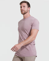 Mineral Mauve Tall Round Hem Crew Neck T-Shirt