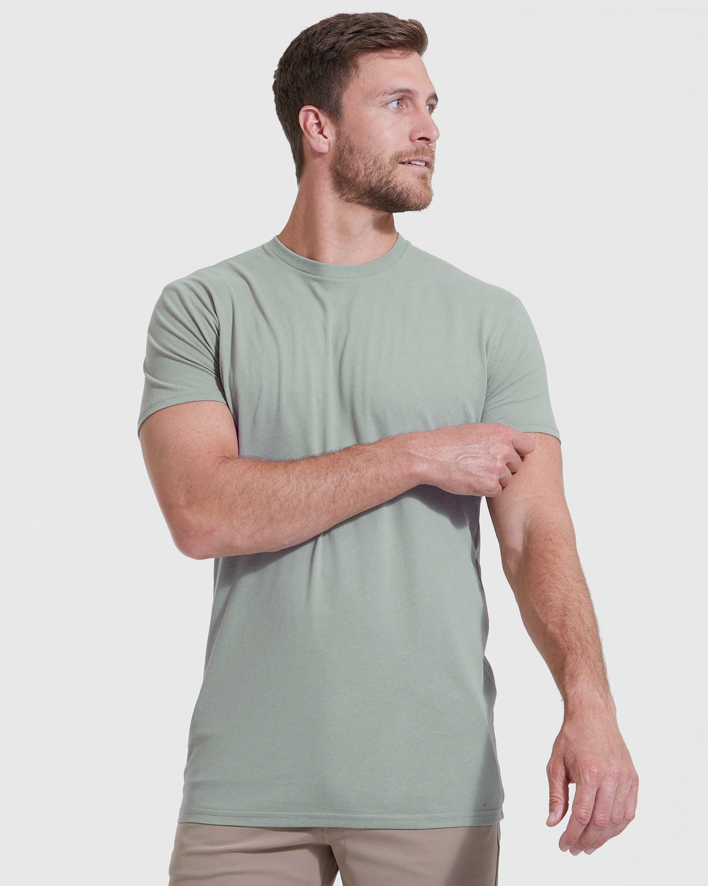 Slate Green Tall Round Hem Crew Neck T-Shirt