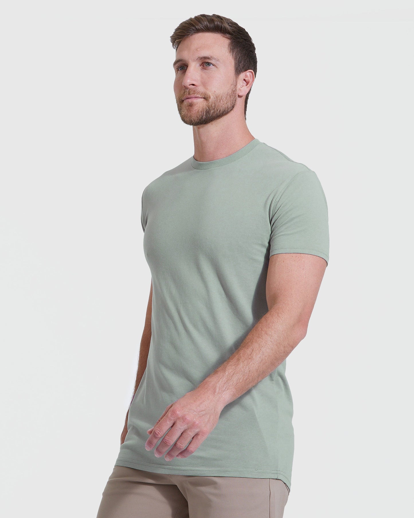 Slate Green Tall Round Hem Crew Neck T-Shirt