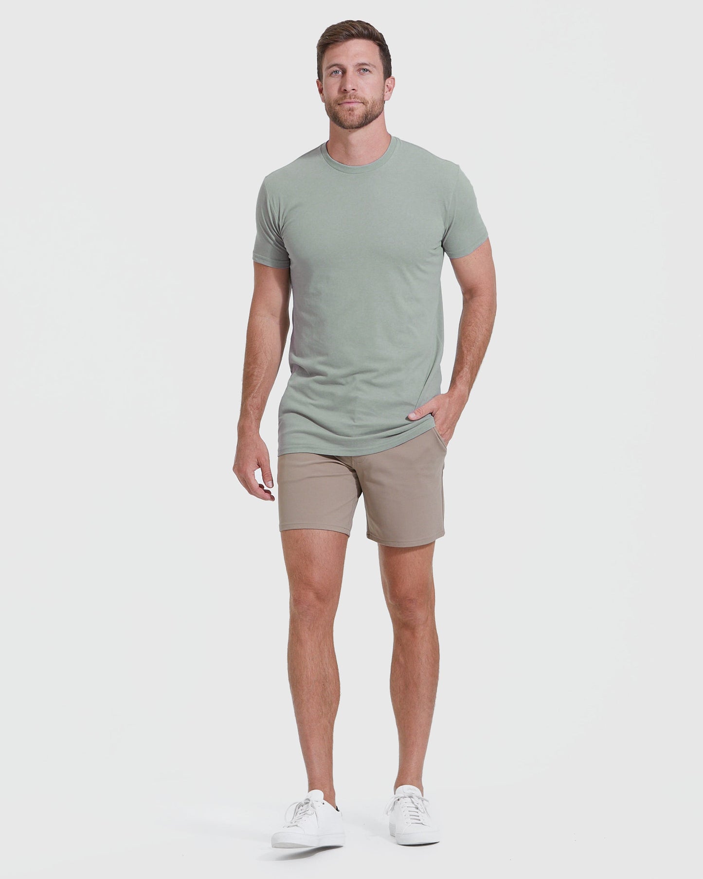 Slate Green Tall Round Hem Crew Neck T-Shirt