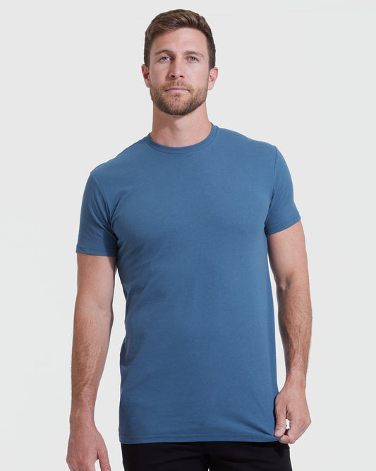 Stone Blue Tall Round Hem Crew Neck T-Shirt