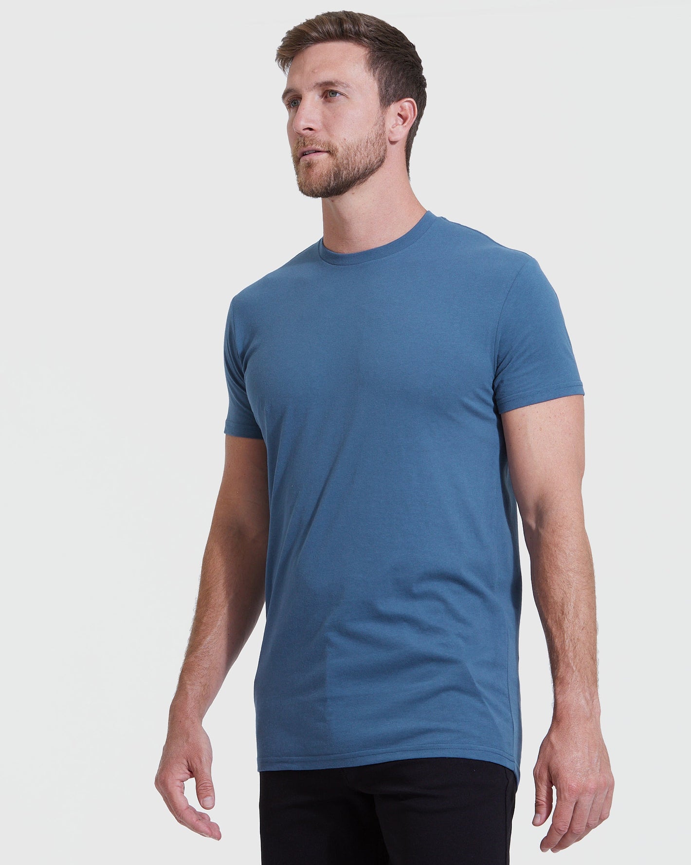 Stone Blue Tall Round Hem Crew Neck T-Shirt