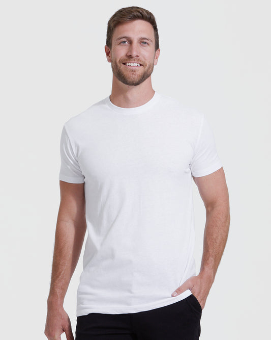 White Tall Round Hem Crew Neck T-Shirt