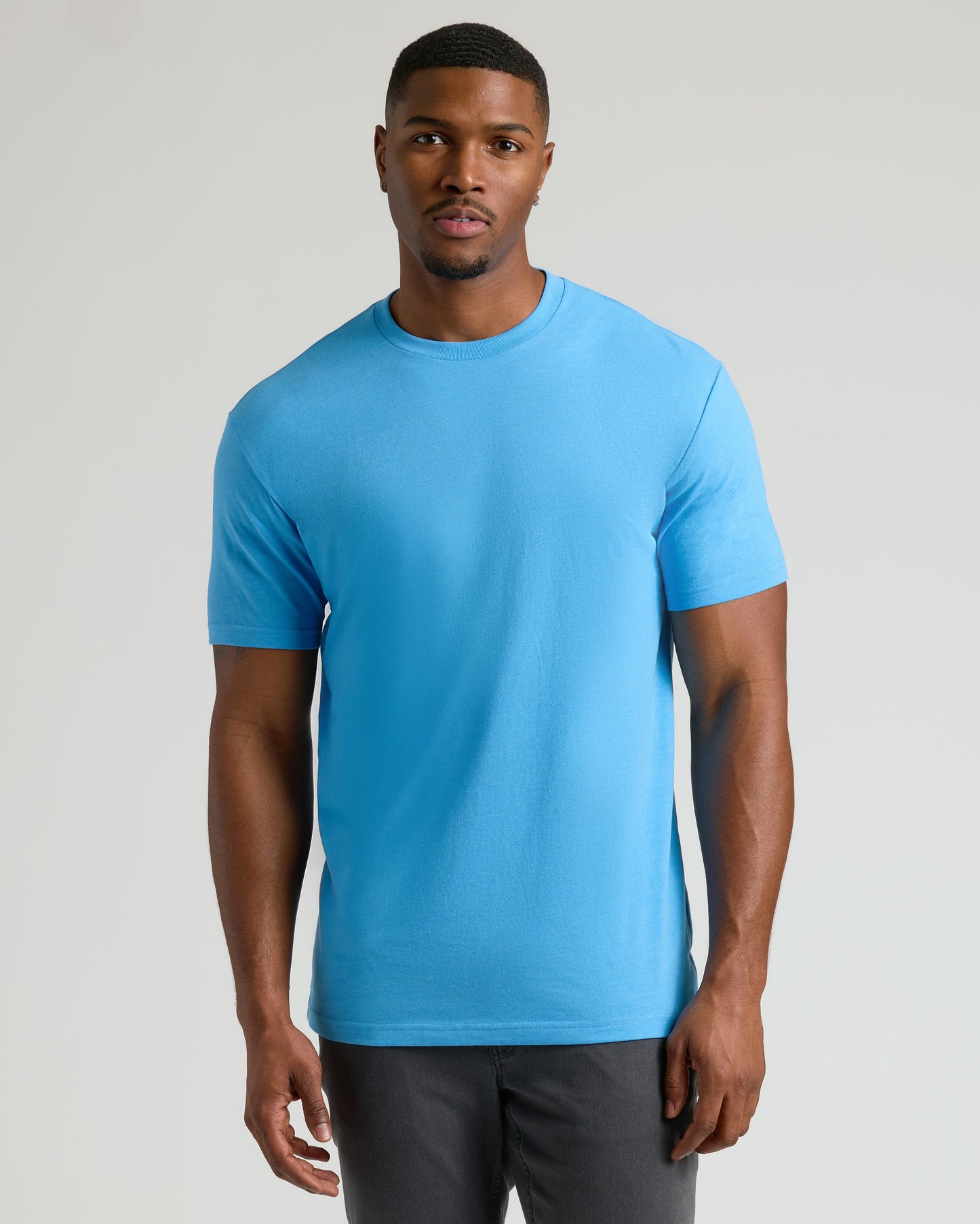 Dark Heather Bahama Blue Tall Straight Hem Crew Neck T-Shirt