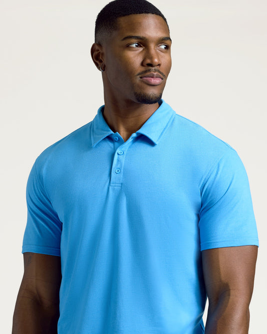 Dark Heather Bahama Blue Short Sleeve Tall Polo