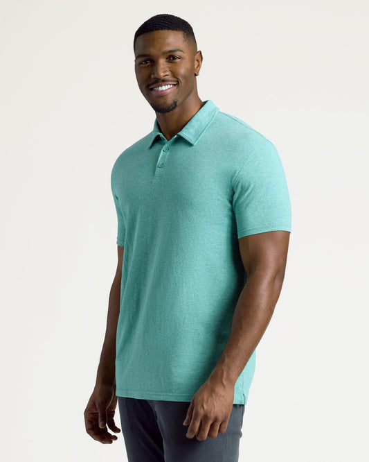 Light Heather Greenery Short Sleeve Tall Polo