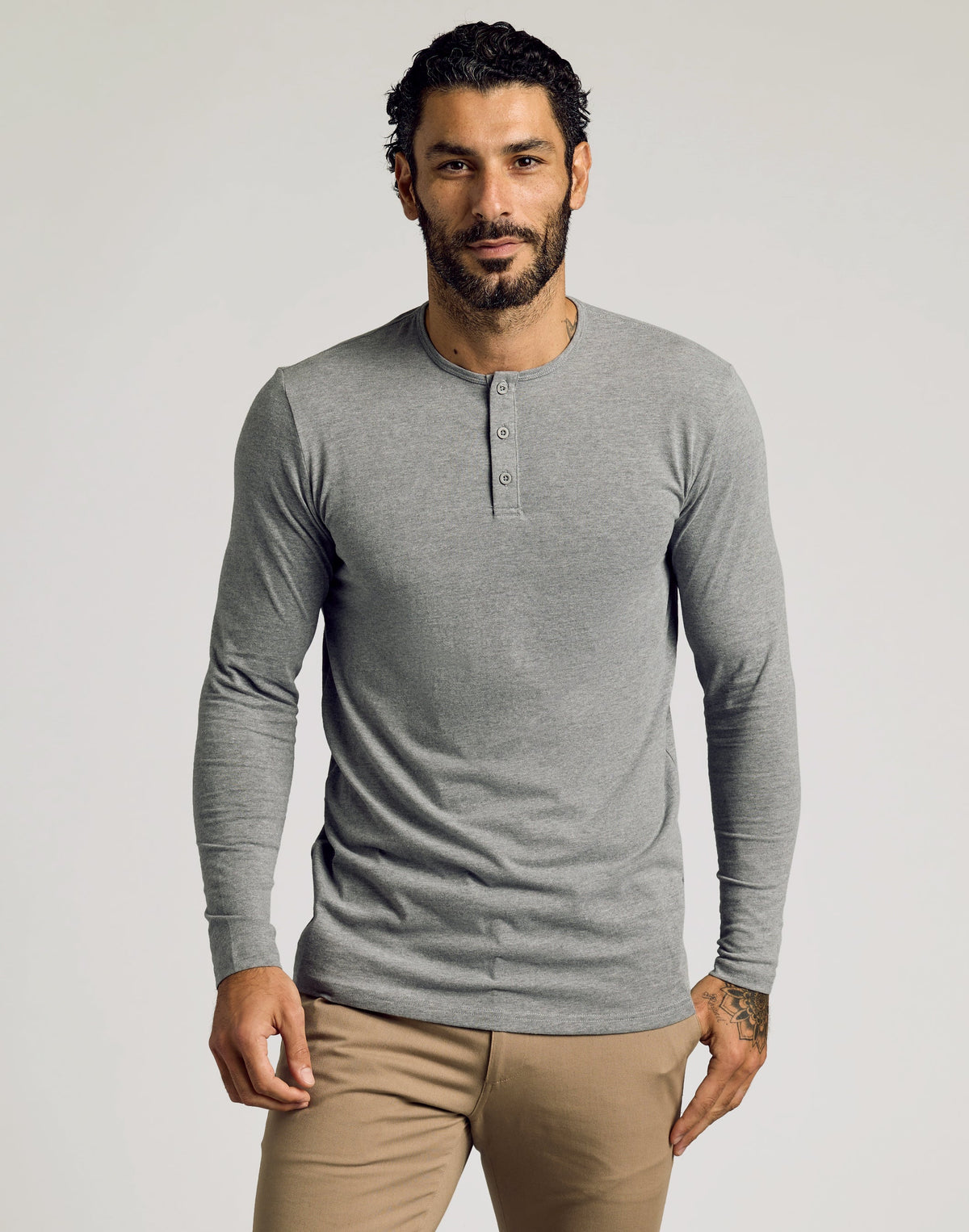 Heather Gray Tall Classic Long Sleeve Henley