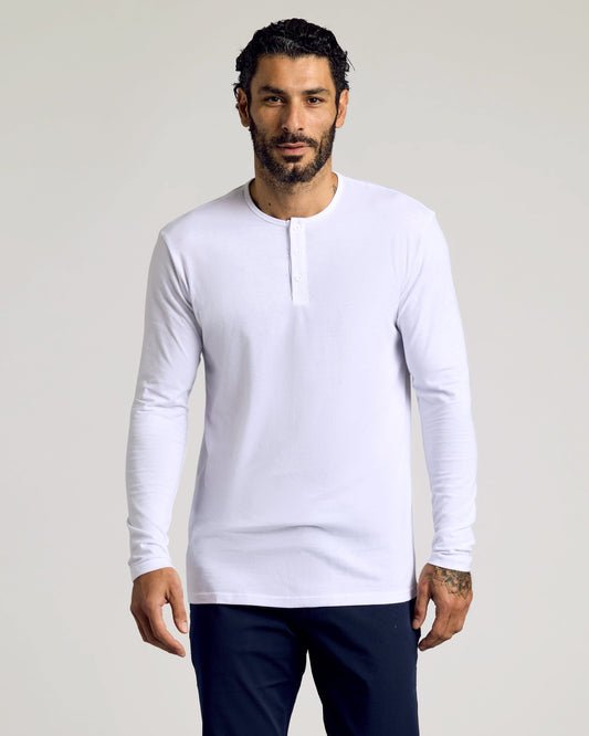 White Tall Classic Long Sleeve Henley