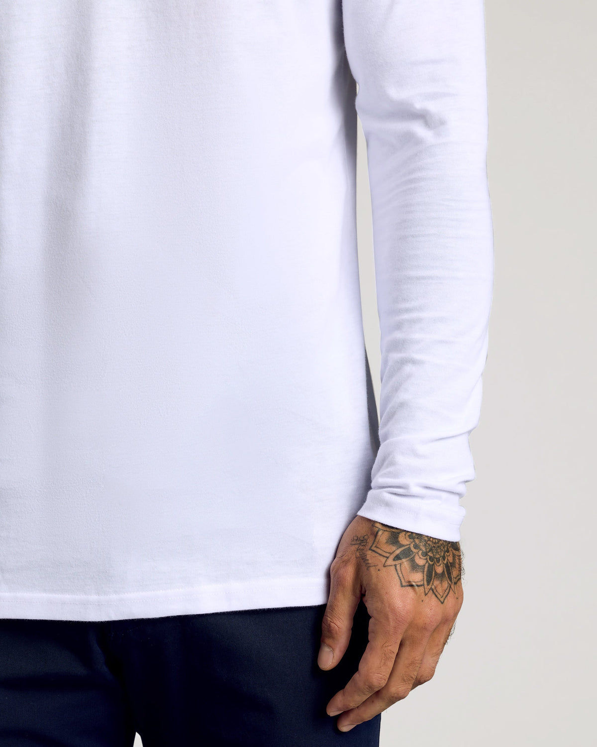 White Tall Classic Long Sleeve Henley