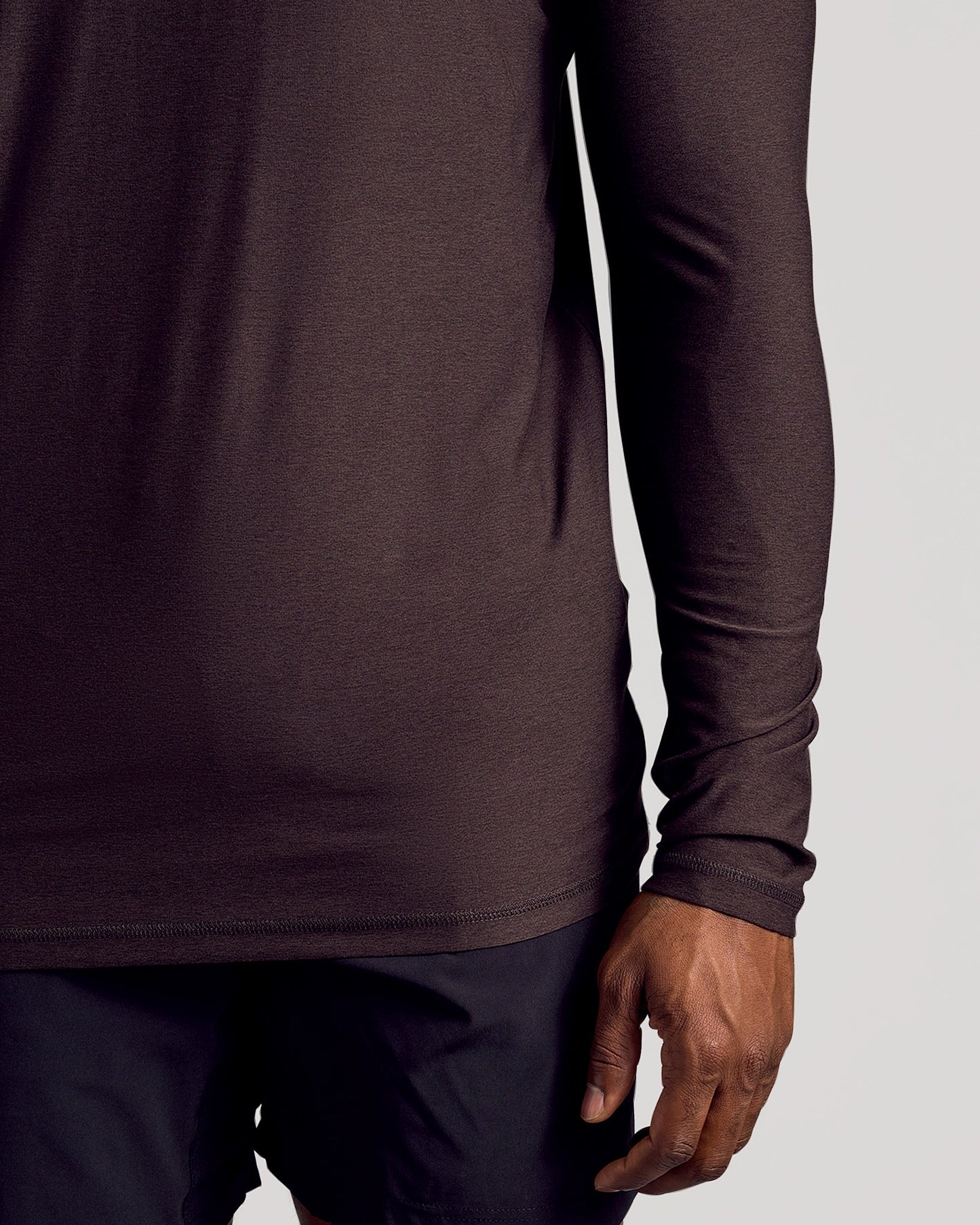 Dark Heather Cocoa Long Sleeve Tall Active Crew