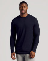 Black Long Sleeve Tall Waffle Crew