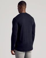 Black Long Sleeve Tall Waffle Crew
