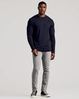 Black Long Sleeve Tall Waffle Crew