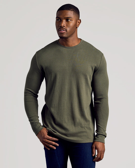 Kelp Long Sleeve Tall Waffle Crew