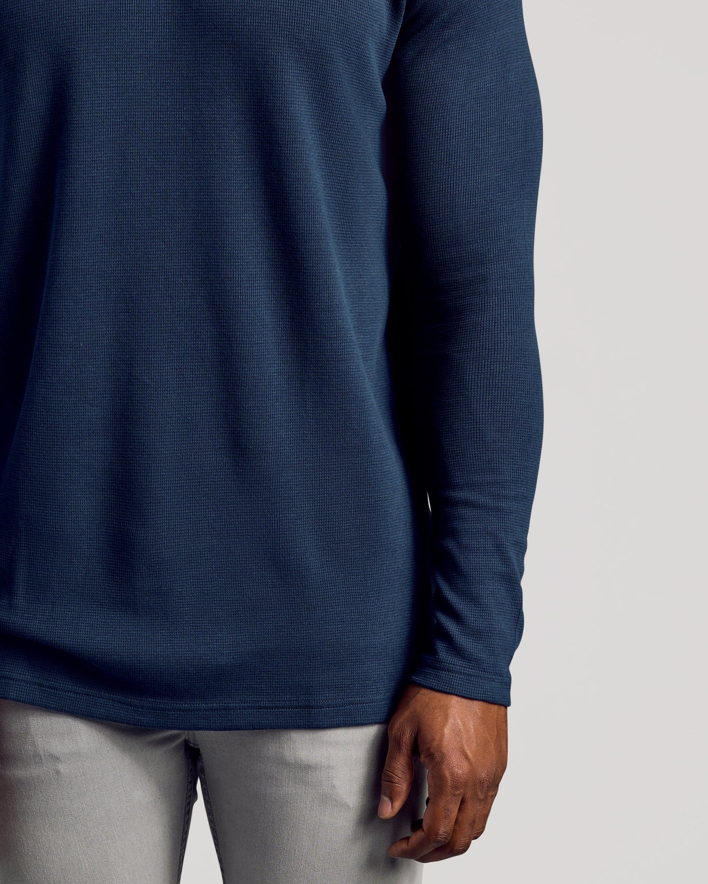 Navy Long Sleeve Tall Waffle Crew
