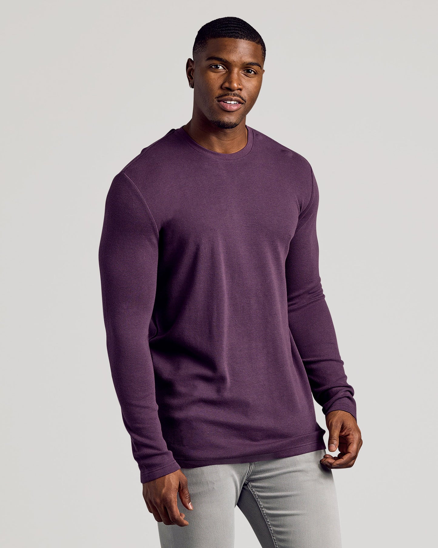 Plum Long Sleeve Tall Waffle Crew