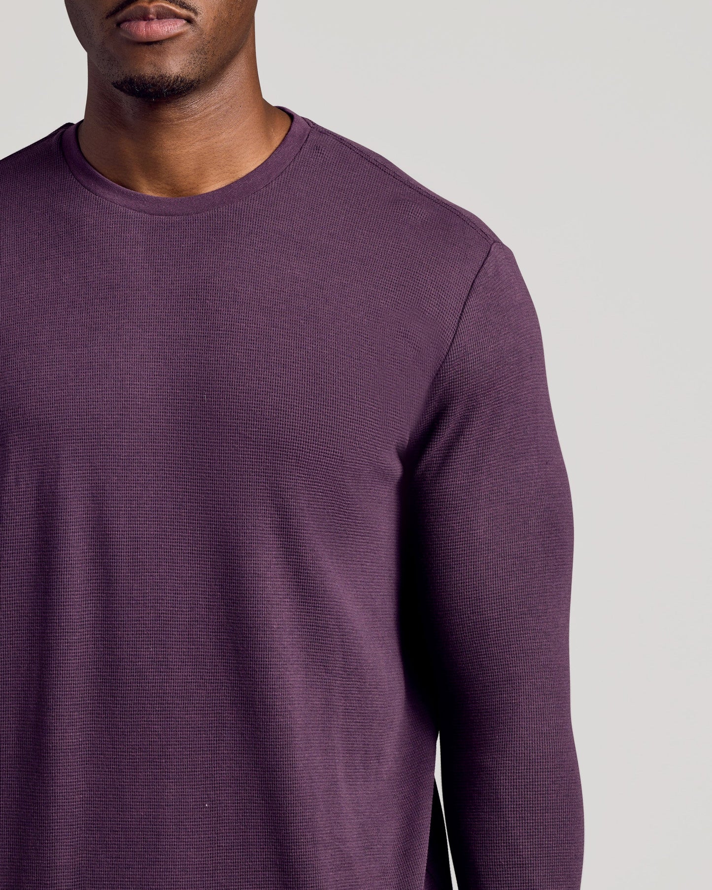 Plum Long Sleeve Tall Waffle Crew