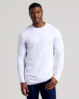 White Long Sleeve Tall Waffle Crew