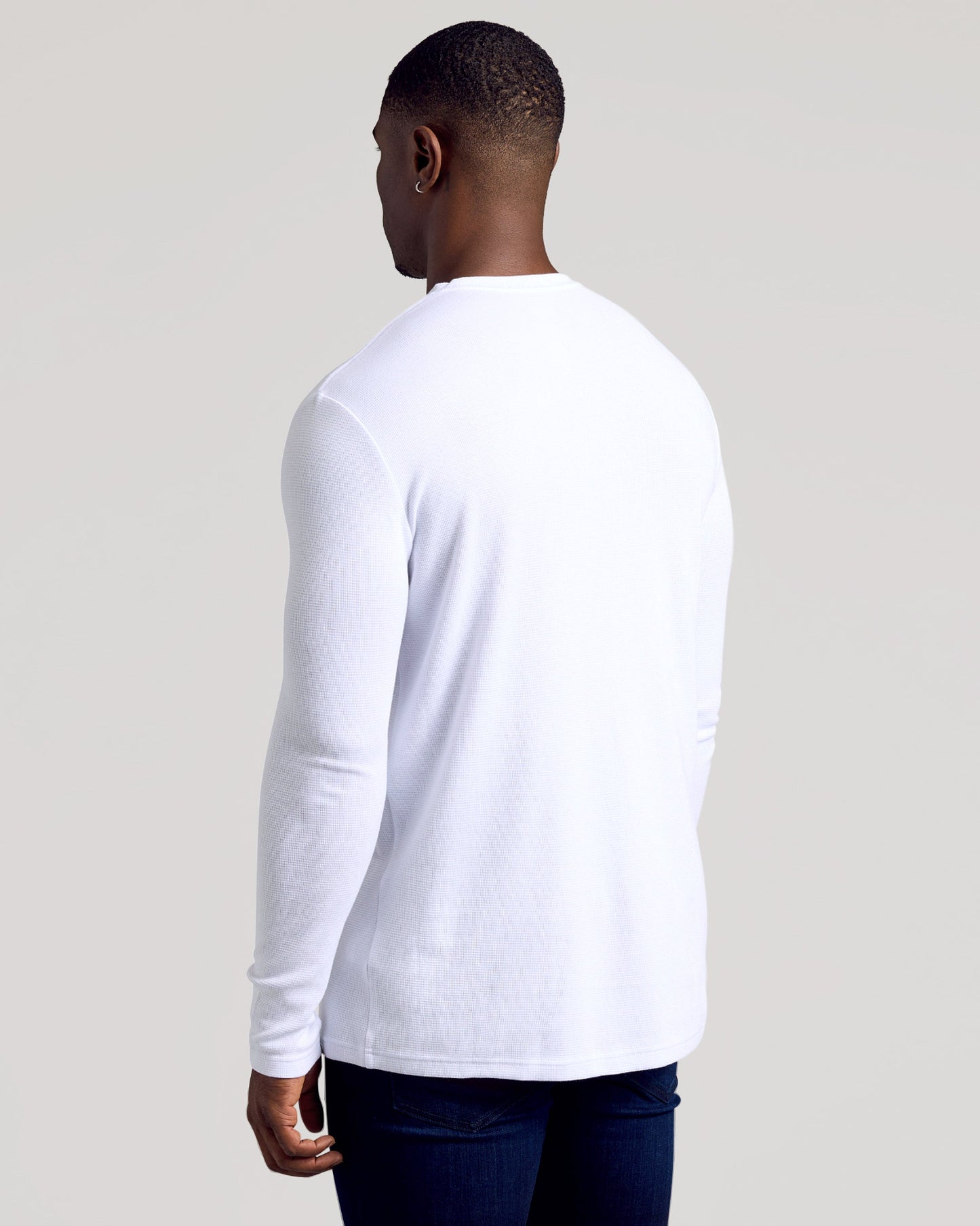 White Long Sleeve Tall Waffle Crew