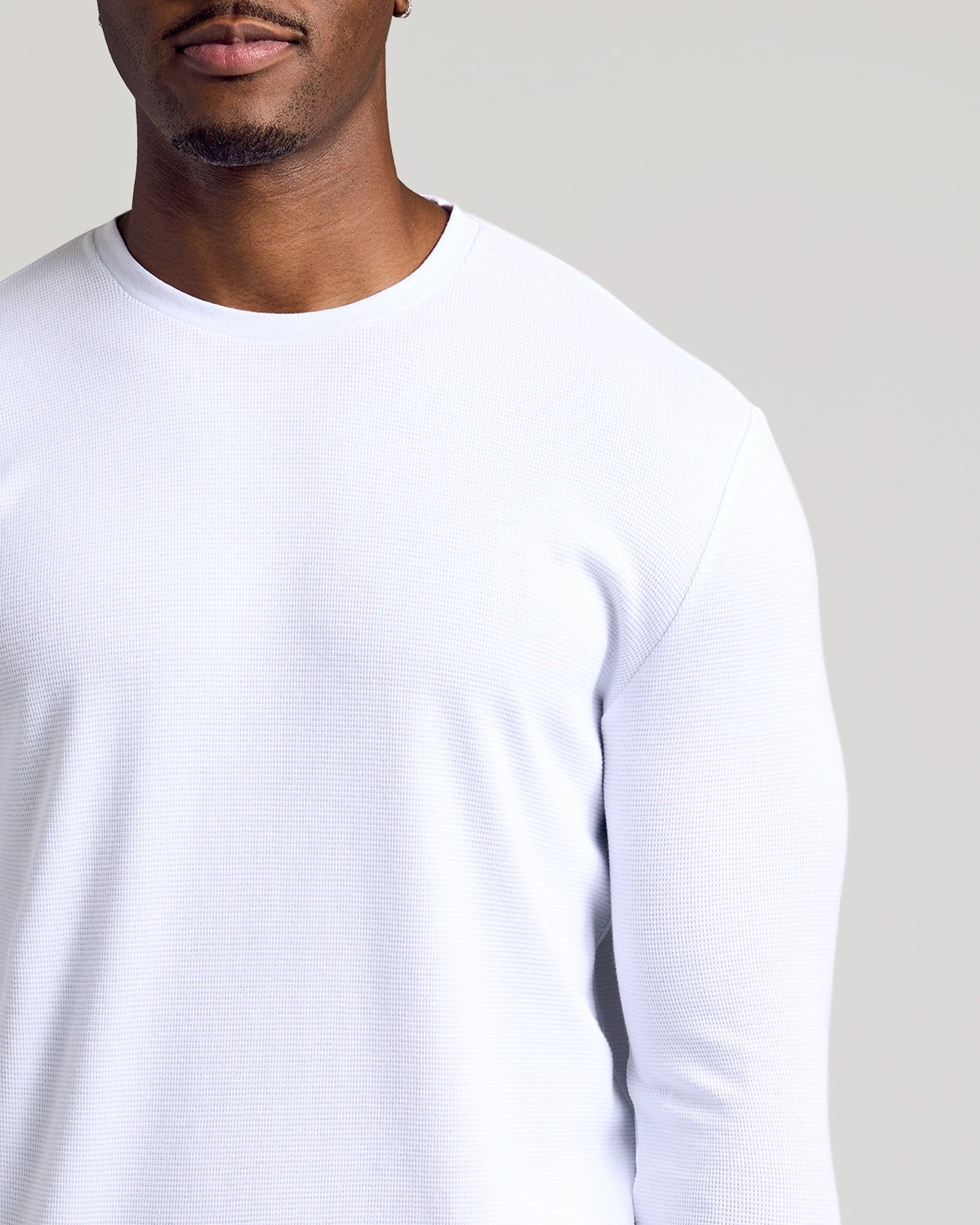 White Long Sleeve Tall Waffle Crew