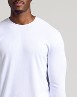 White Long Sleeve Tall Waffle Crew