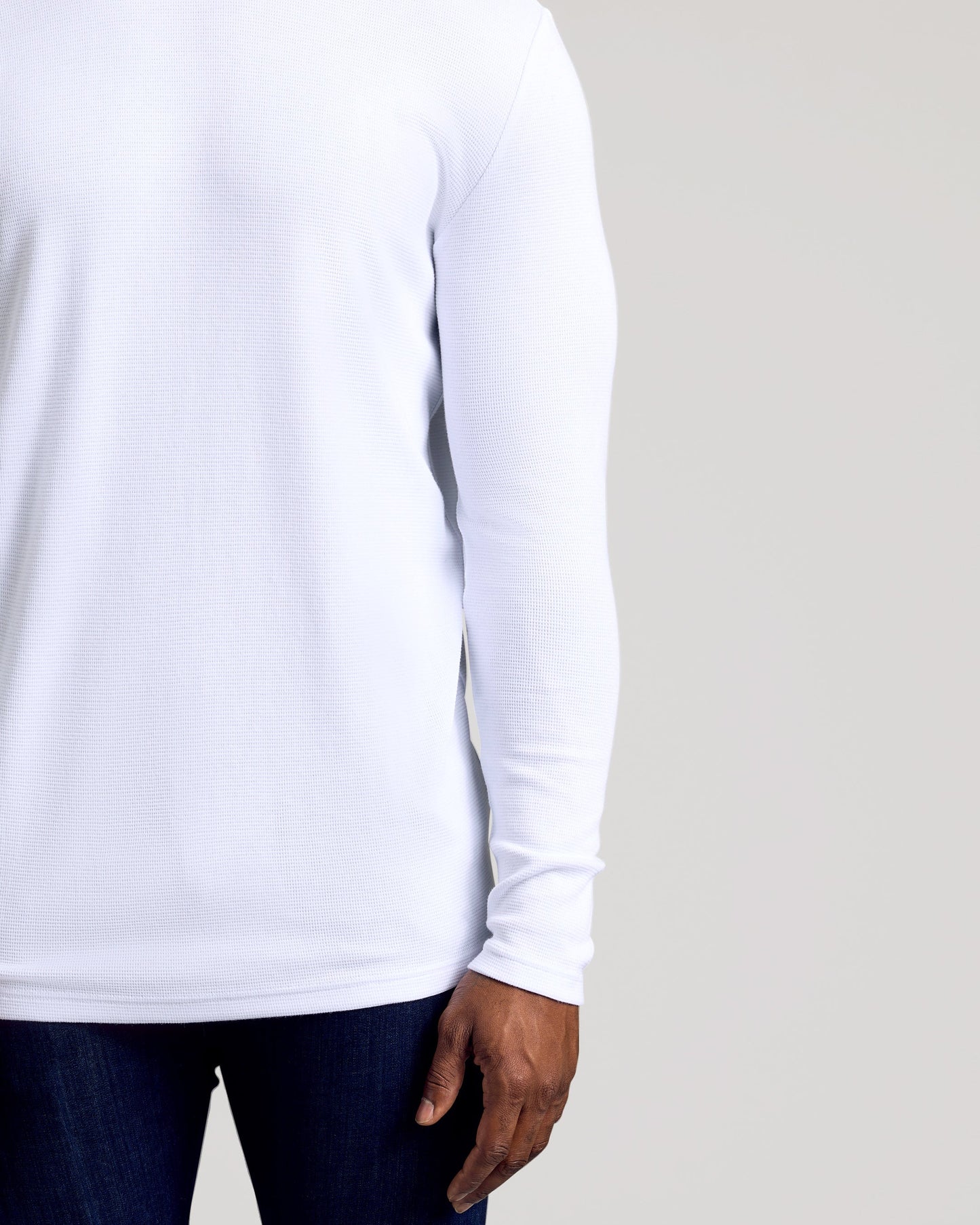 White Long Sleeve Tall Waffle Crew