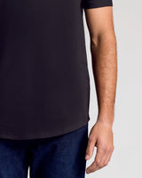 Black Short Sleeve Tall Curved Hem Crew