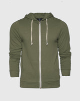Military Green Fleece Zip Hoodie