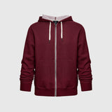 Burgundy Zip Fleece Hoodie