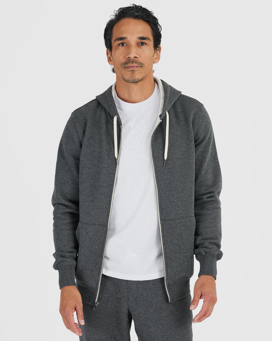 Charcoal Heather Gray Fleece French Terry Full Zip