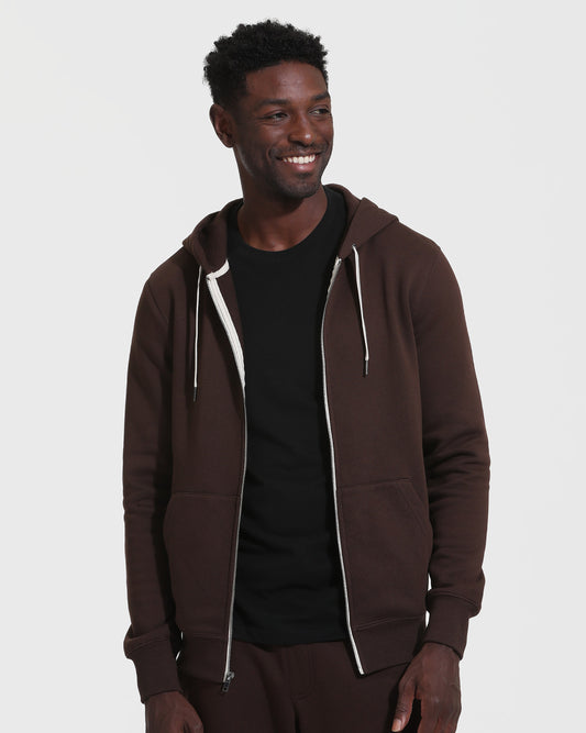 Dark Oak Fleece French Terry Zip Hoodie