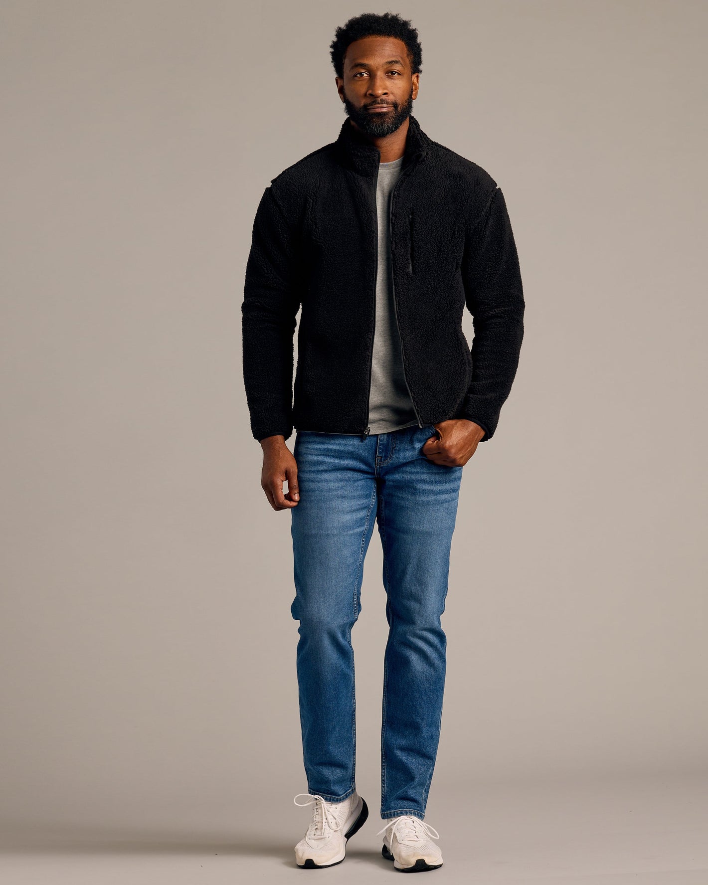 Black Sherpa Full Zip Jacket
