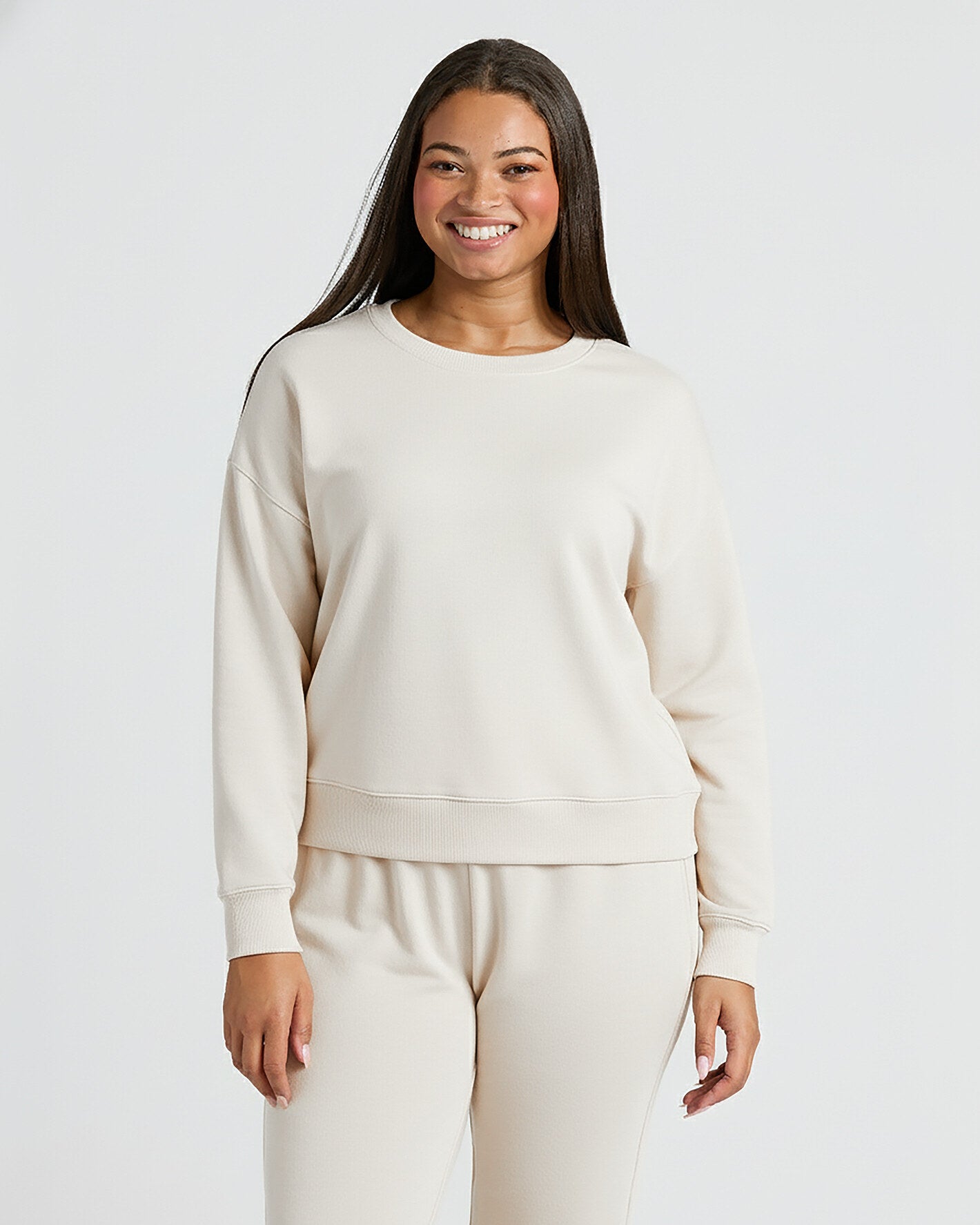 Womens Oatmeal Slouch Pullover Crew