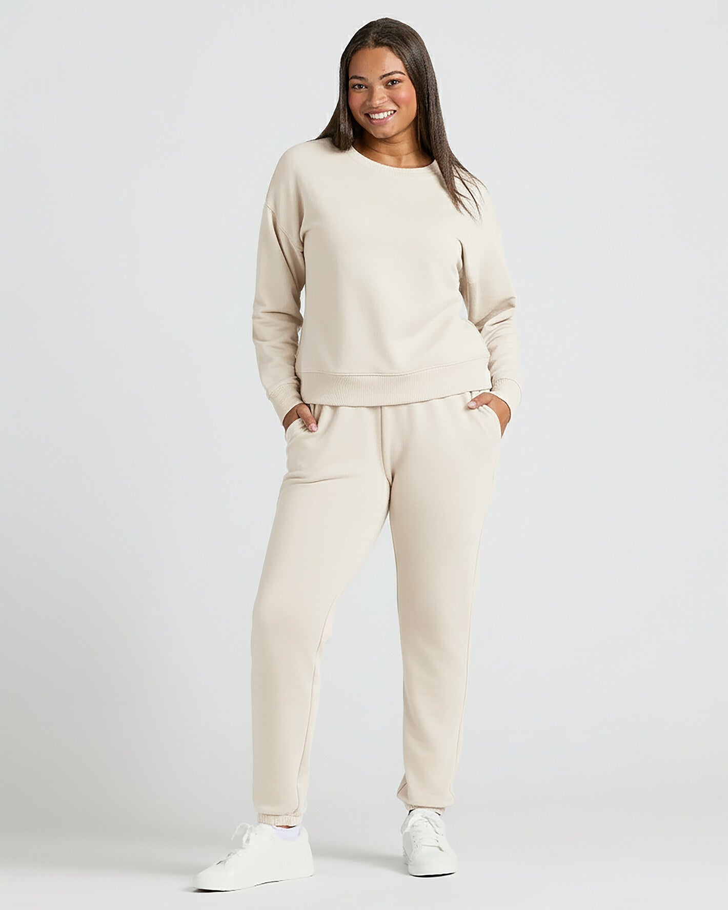 Womens Oatmeal Slouch Pullover Crew