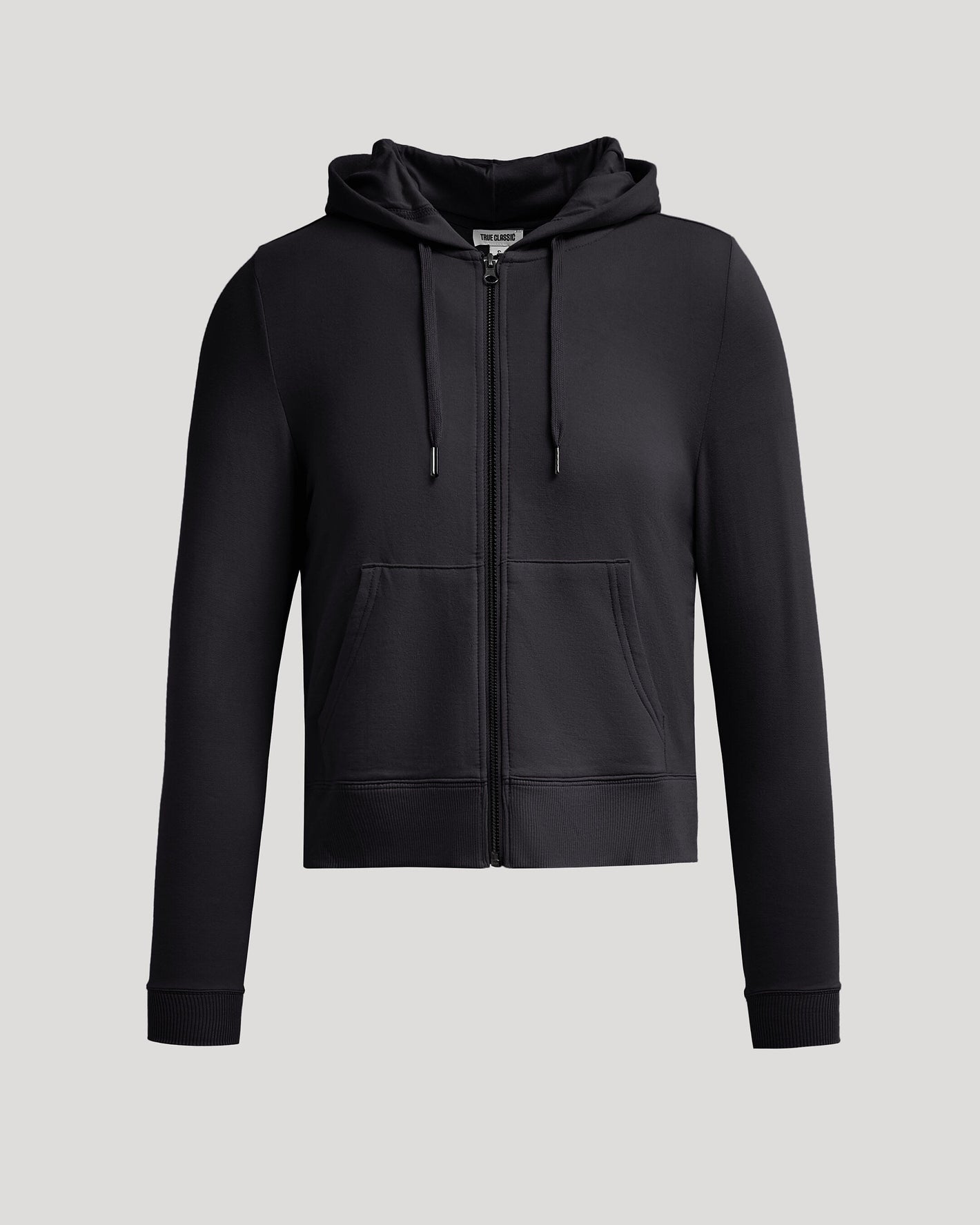 Womens Black Crop Zip Hoodie