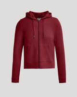 Womens Dark Maroon Crop Zip Hoodie