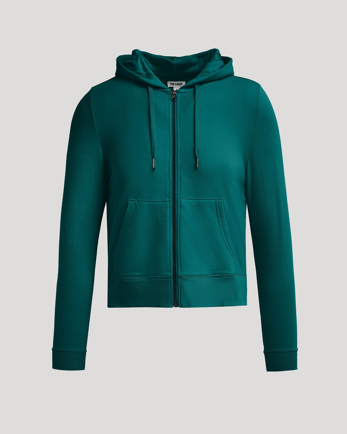 Womens Deep Emerald Crop Zip Hoodie