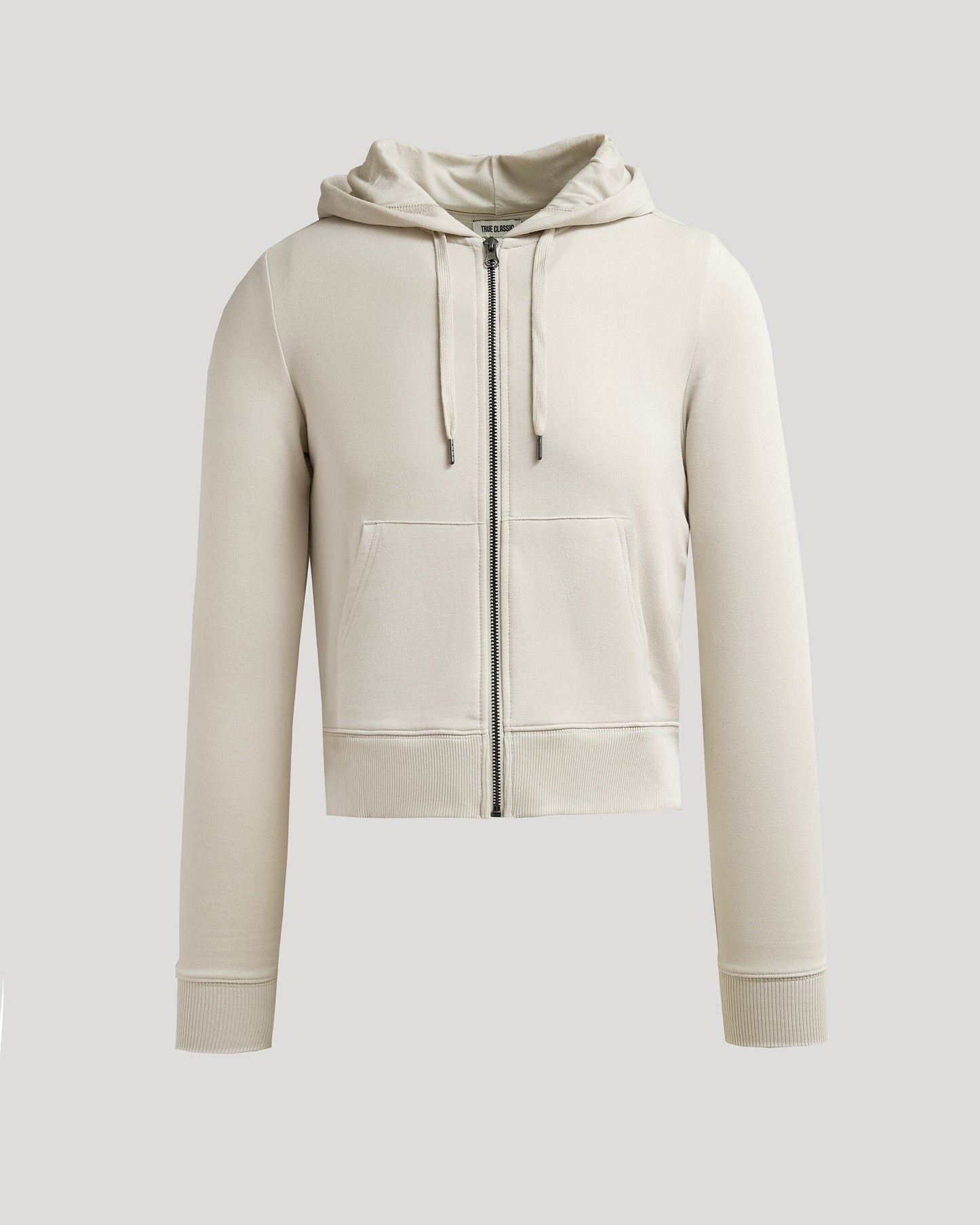 Womens Oatmeal Crop Zip Hoodie