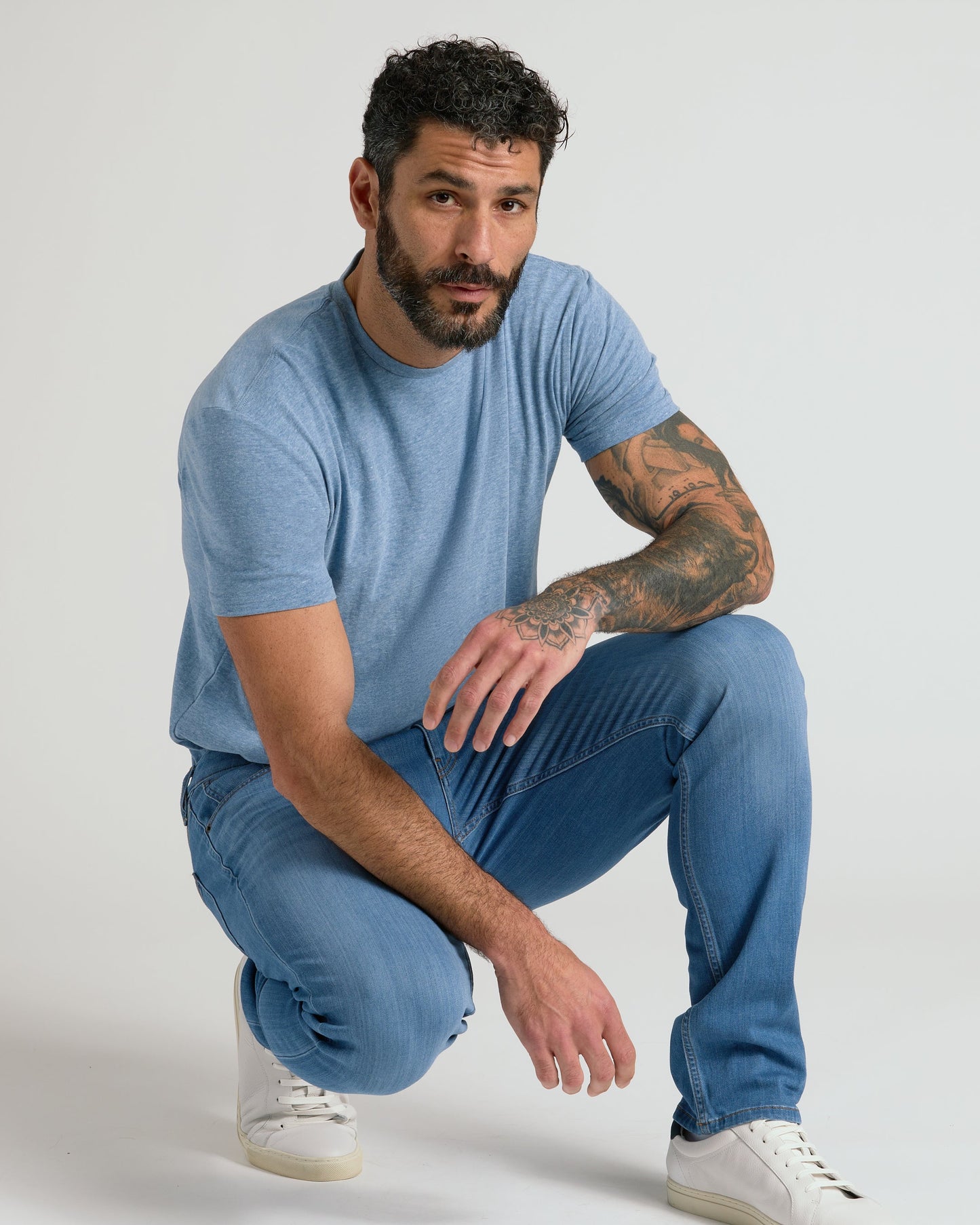 Medium Indigo Wash Straight Comfort Stretch Jeans