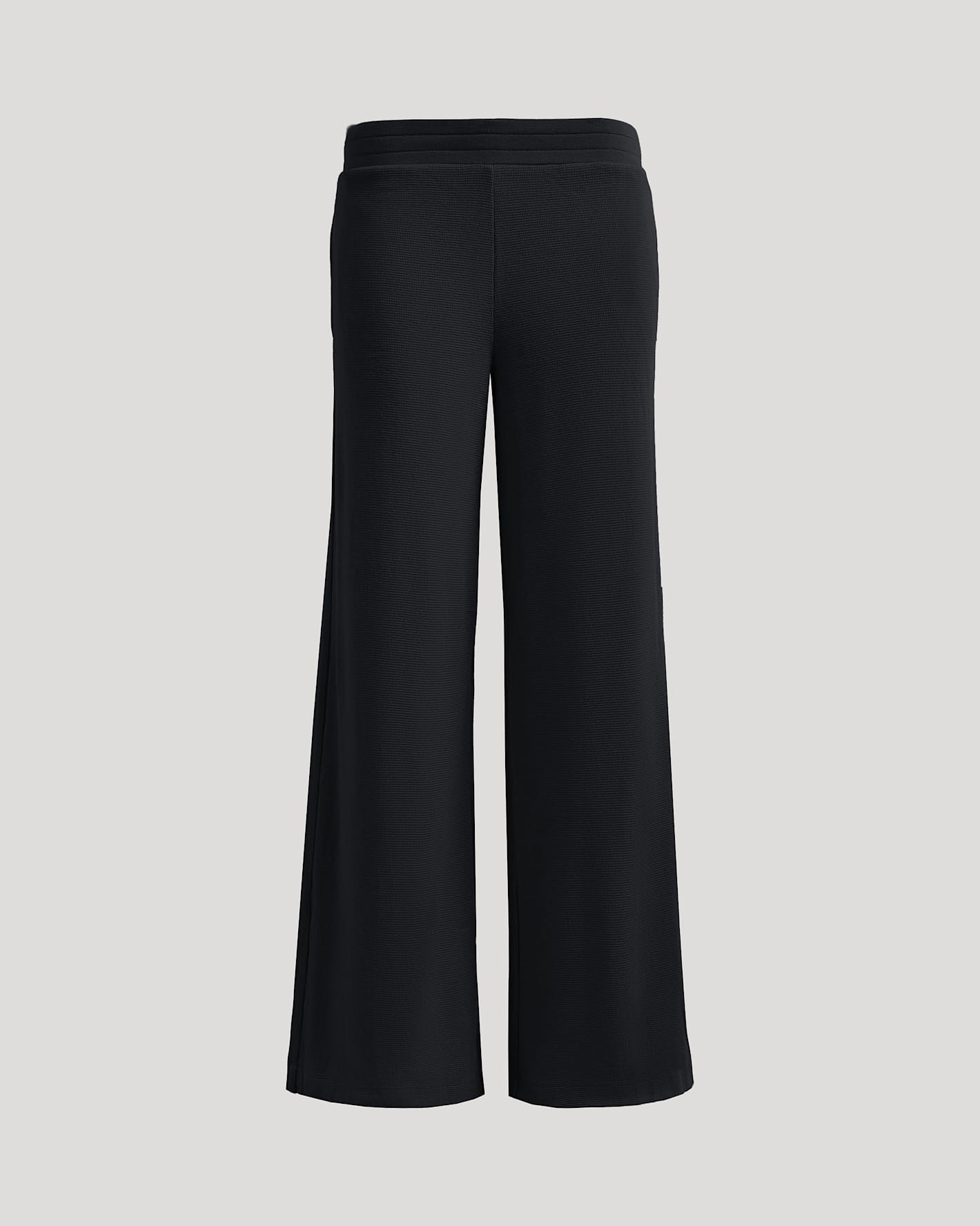 Womens Black Waffle Wide Leg Pants