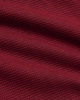 Womens Dark Maroon Waffle Long Sleeve Boxy Henley