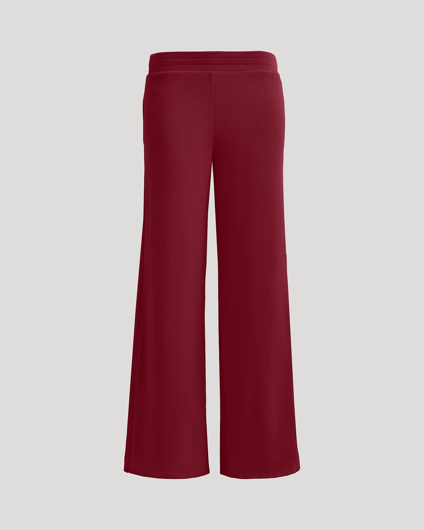 Womens Dark Maroon Waffle Wide Leg Pants