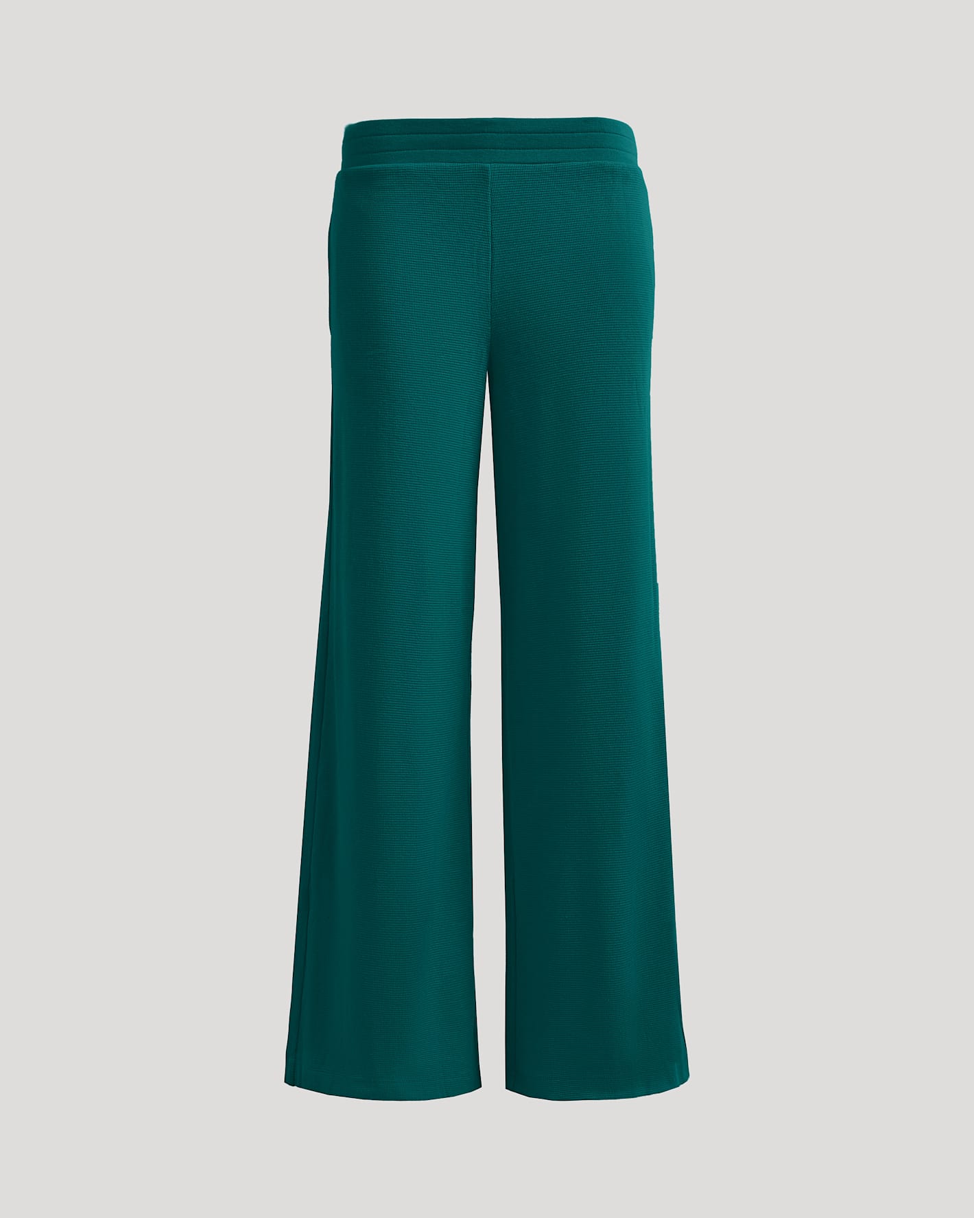 Womens Deep Emerald Waffle Wide Leg Pants