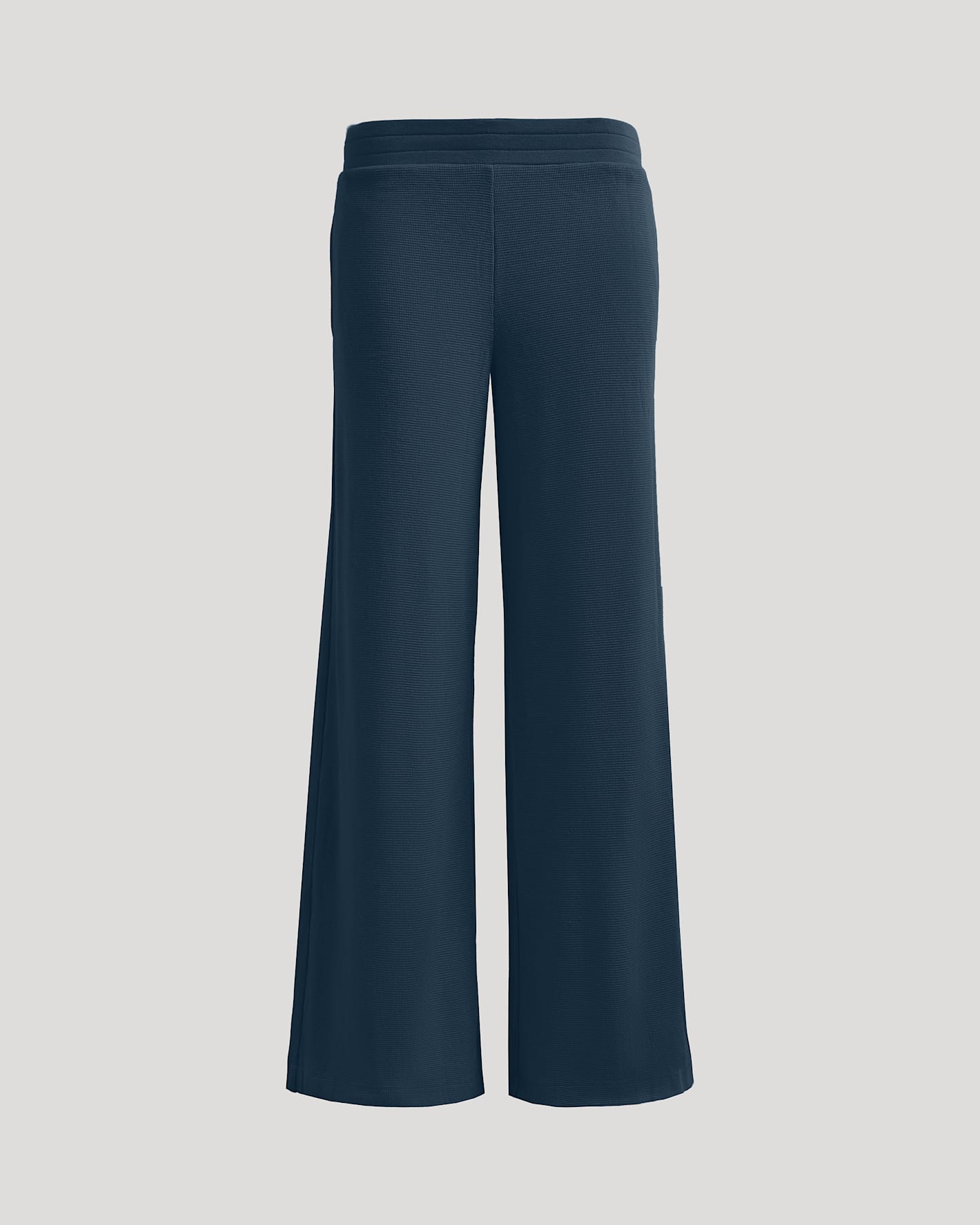 Womens Navy Waffle Wide Leg Pants